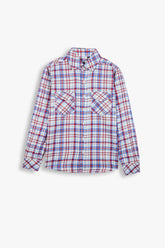 Kids Red-Blue Plaid Cotton Casual Shirt